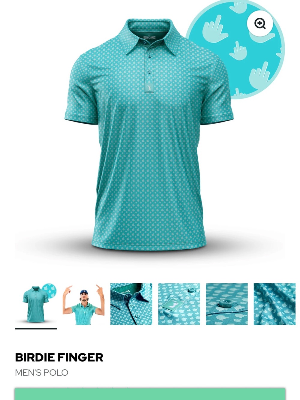 Birdie Finger Men’s Polo Shirt in Teal